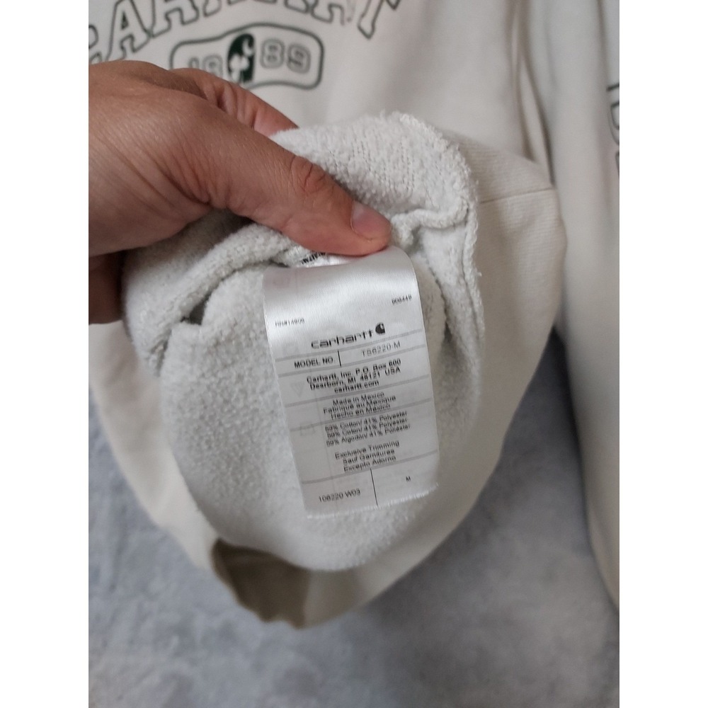 Carhartt Hoodie  Mens Medium Loose Fit Graphic Spellout Fleece Grunge Spots M - Picture 10 of 15